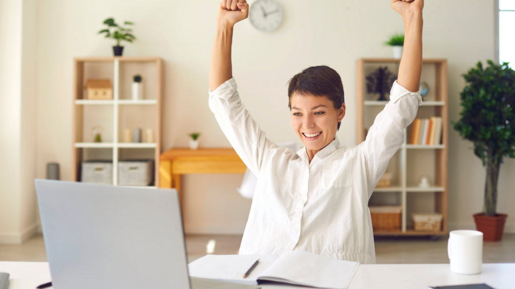 Woman celebrating success