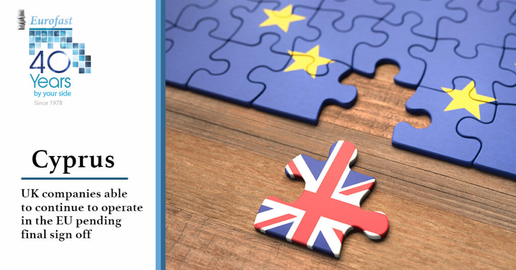UK companies able to continue to operate in the EU pending final sign off